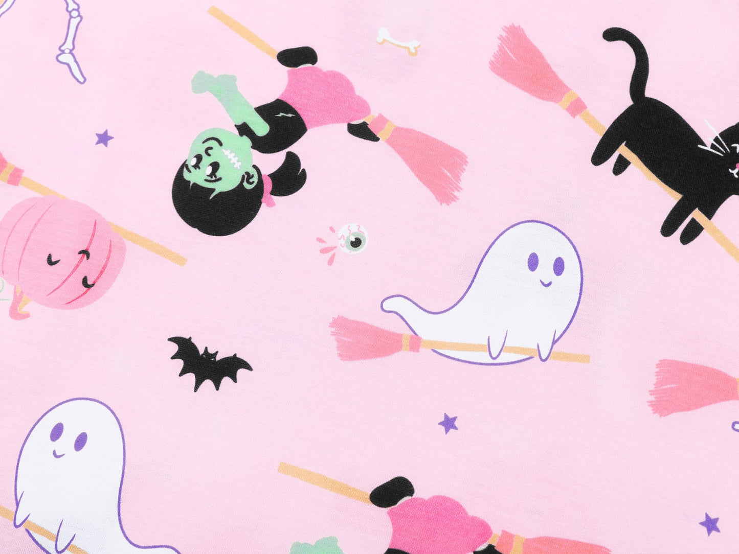 Topgal Big Girls Pajamas Pink Cat Ghost Skeleton Pumpkin Broom Nightwear Set for Teens Little Kids 2PC PJS Size 6