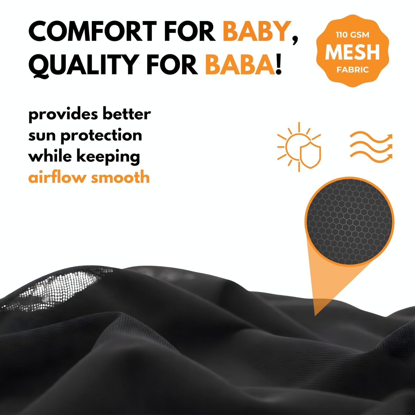 JELLYBABABABY Car Window Shades for Baby | Cooling UV Protector for Kids & Pets | 2-Pack Fits Almost Every Car | Sun Shade for Baby | Rear Side Window Tint | Stretchable & Breathable