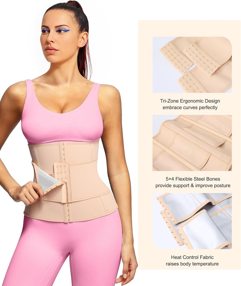 Waist Trainer for Women - Segmented Corset Shapewear & Sweat Trimmer | Adjustable Workout Belt