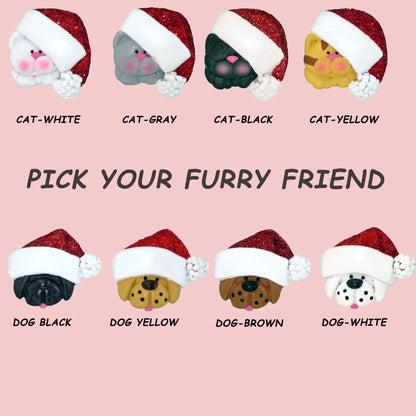 CHEERZEER CUSTOMIZE Family Ornament with Pets Dogs Cats - Family of 4 Christmas Ornament with Dog Cat, Add on Pet Dog Cat Family Christmas Ornament