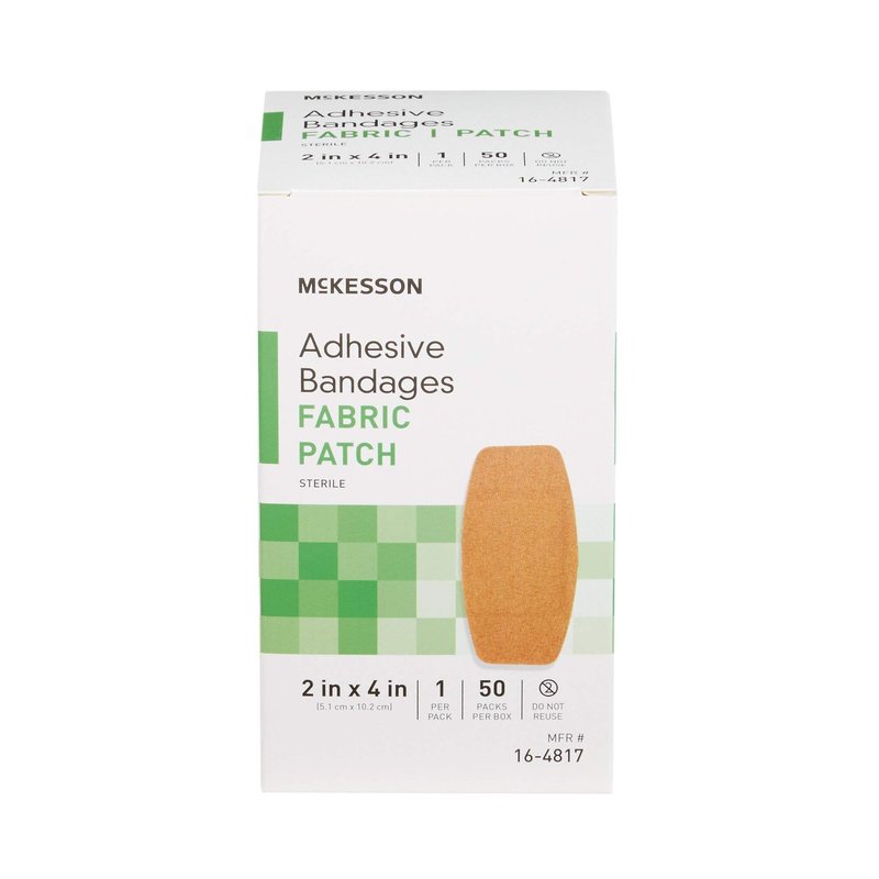 McKesson Adhesive Bandages, Sterile, Fabric Patch, 2 in x 4 in, 50 Count, 1 Pack