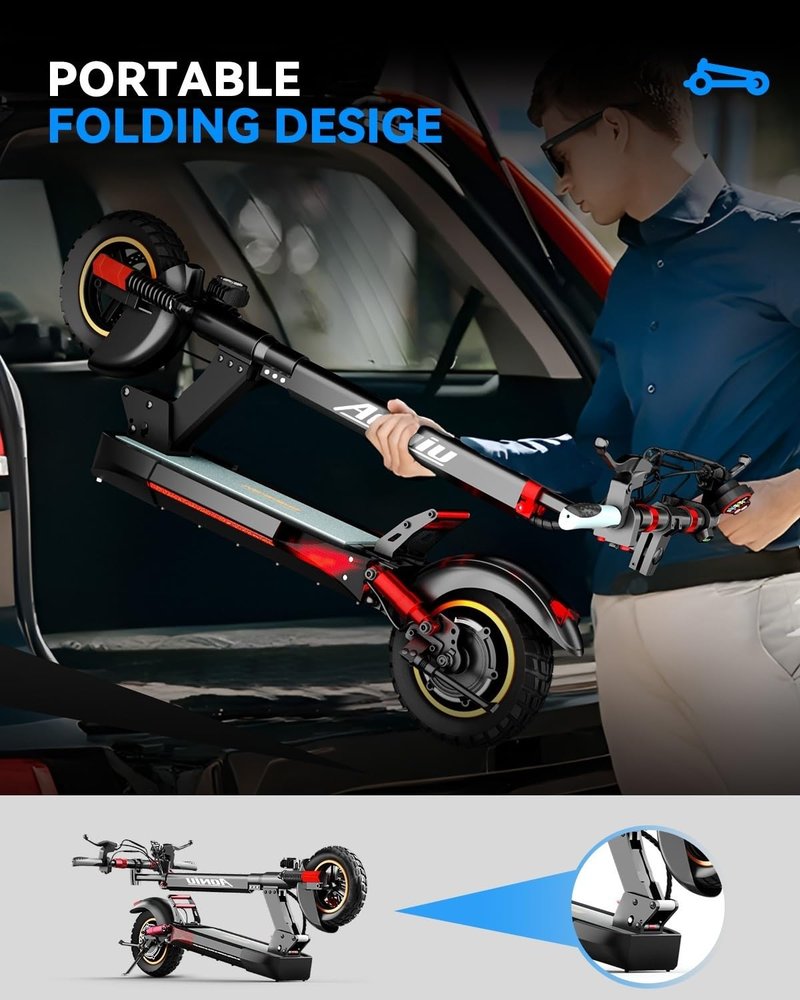 Aoniu M4 Electric Scooter for Adults Escooter with Seat Off Road E Scooter 25-30mph Fast 300 Lbs+ Heavy Duty Electric Scooters Long Range 31 Miles All Terrain Foldable for Teens Commuting