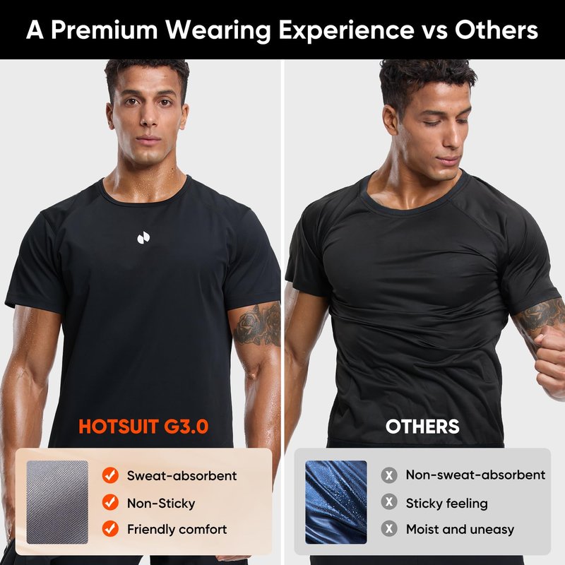 HOTSUIT Sauna Suit for Men Weight Loss Heat Trapping Sweat Shirts & Fat burning Shorts for Weight Loss Workout Gym Exercise Boxing Black 4XL