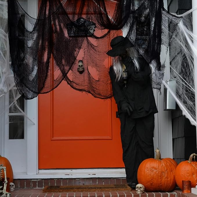 ZeeDix Halloween Black Creepy Cloth 79 x 800in Giant Spooky Cheesecloth Scary Gauze Cloth for Halloween Party Supplies Haunted Houses Decoration Outdoor Yard Home Wall Doorways Decor