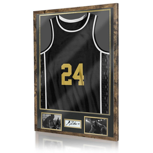 ASmileIndeep Jersey Frame Display Case, Large Shadow Box with 98% UV Protection Acrylic, Two Photo Frame One Signature Jersey Frame for Baseball Basketball Hockey Uniform, Vintage