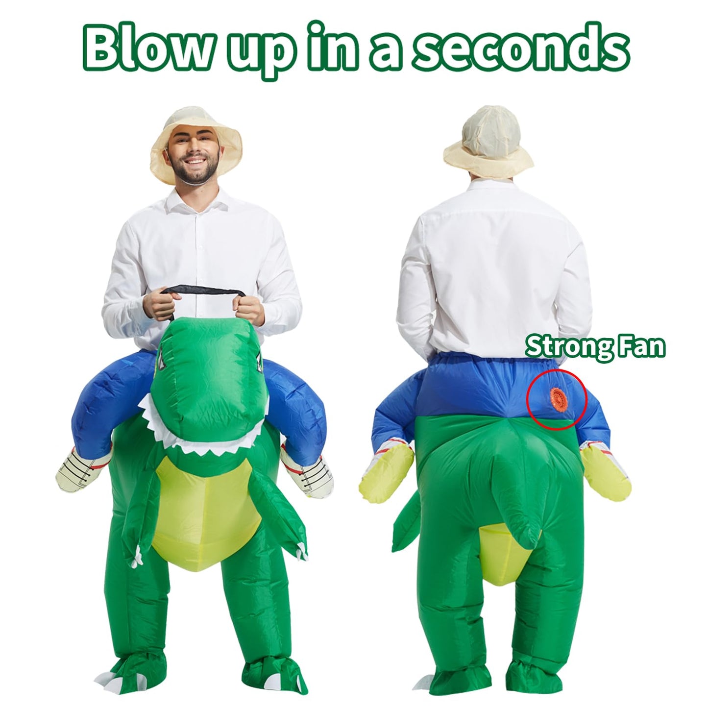 TOLOCO Inflatable Costume Adult, Halloween Costumes for Men, Dinosaur Adults, Blow up T REX