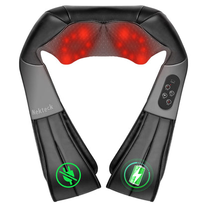 Nekteck Shiatsu Neck and Back Massager with Soothing Heat, Shoulder Massager for Pain Relief Deep Tissue, Electric 3D Kneading Massage Tools for Leg Body Muscle, Corded Power, Gifts for Him Her