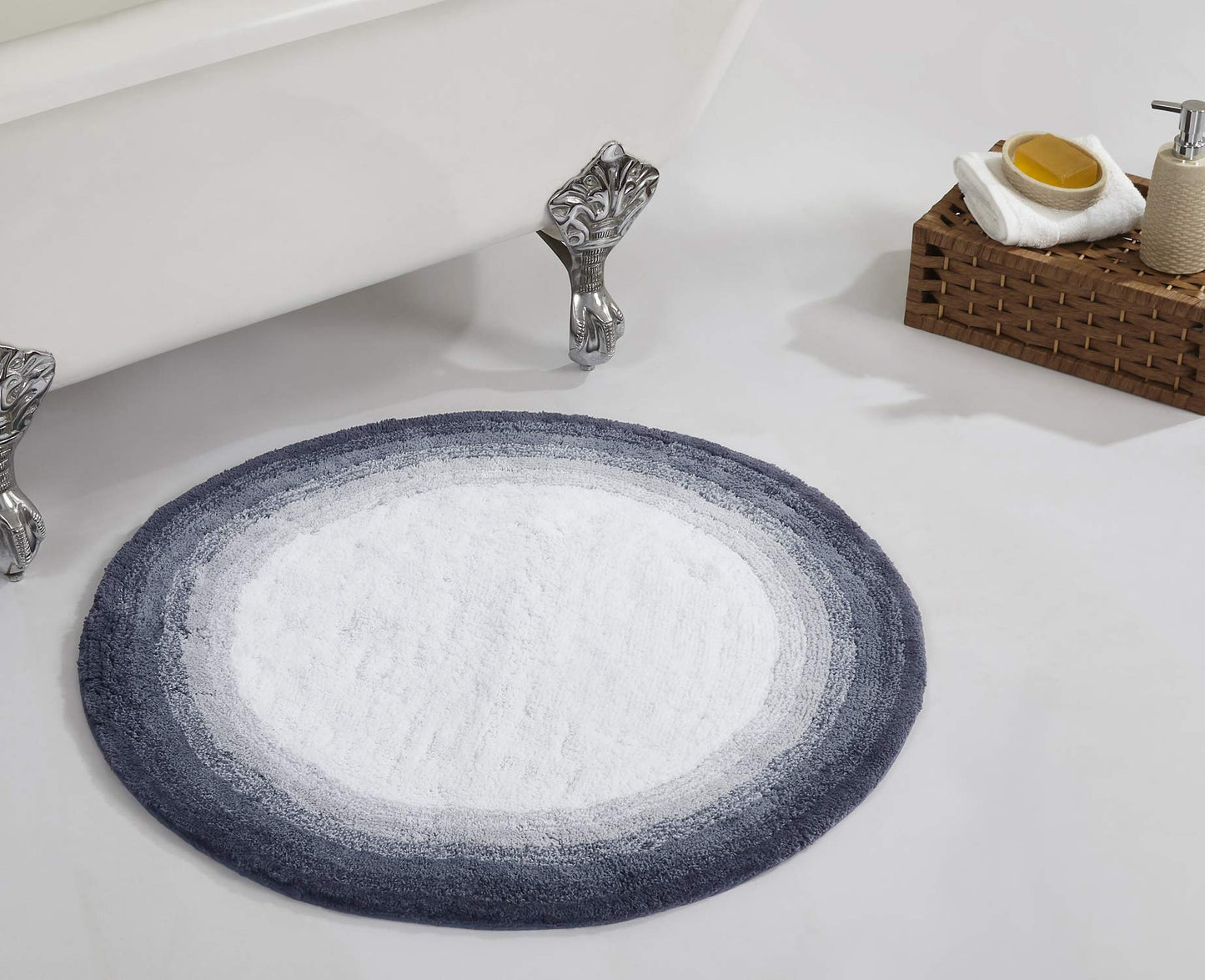 Better Trends Round Bath Mat, 30" Diameter, 100% Cotton Non Slip Bathroom Rug, Water Absorbent, Machine Washable, (Gray) Torrent Collection