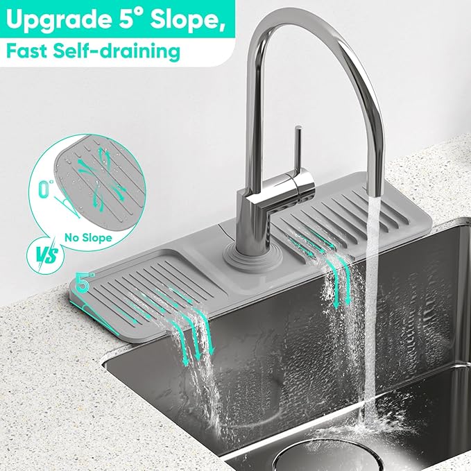 17.7'' Faucet Mat for Kitchen Sink Kitchen Sink Splash Guard Silicone Kitchen