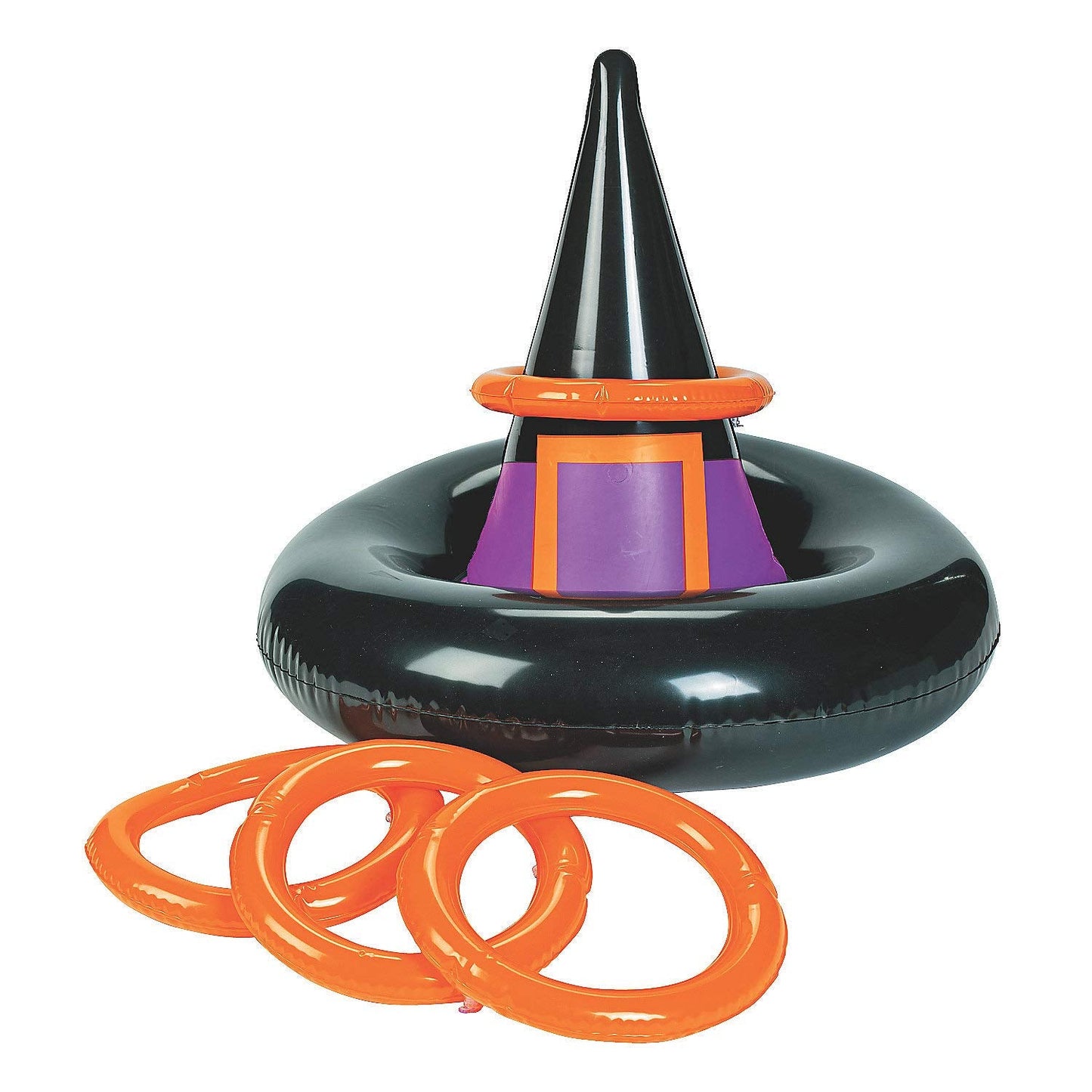 Fun Express Inflatable Witches Hat Ring Toss Game - Halloween Game - 5 Pieces - Multi-Colored