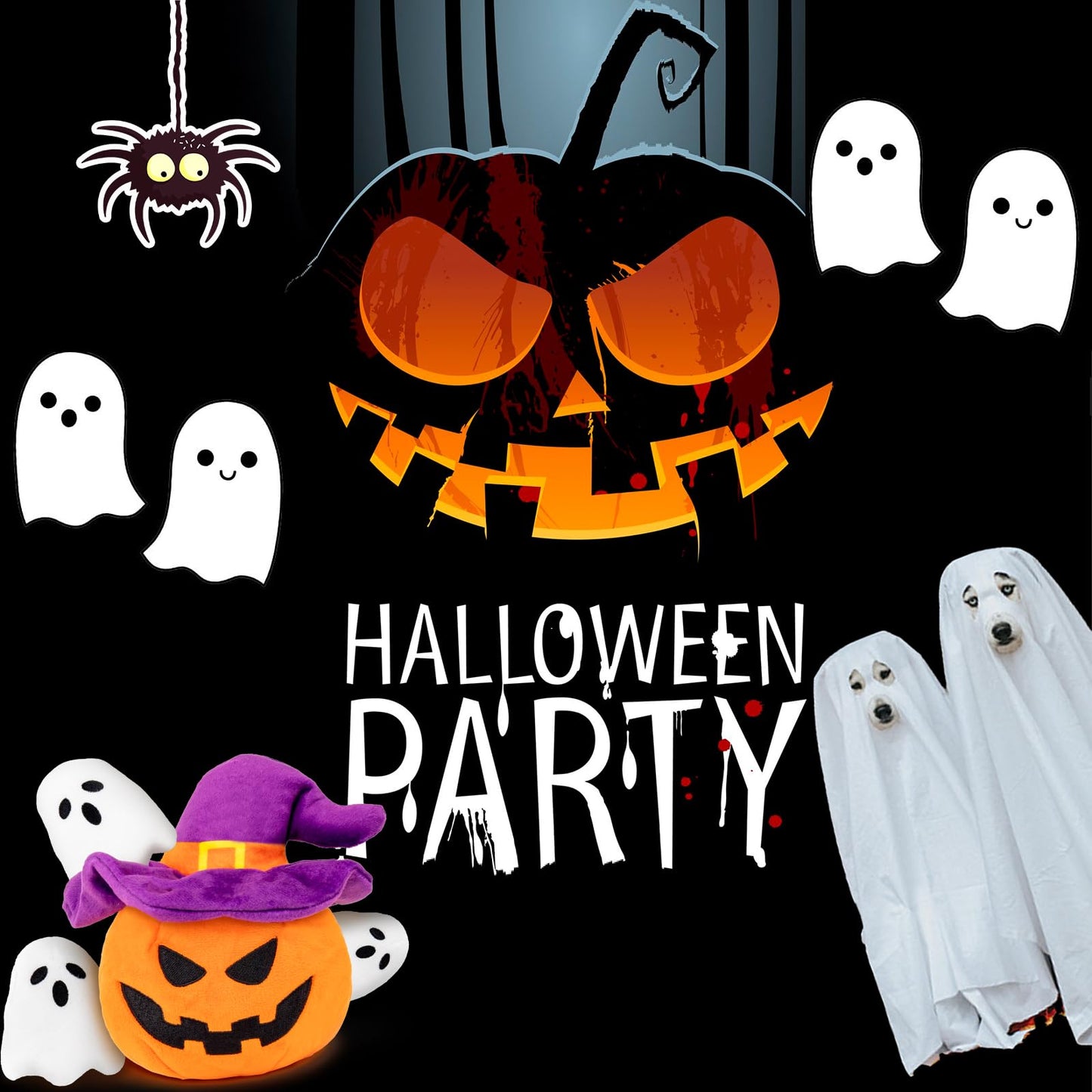 lilfrd Halloween Dog Toys - Pumpkin & Ghosts Dog Halloween Toys, Squeaky Plush Dog Toy, Gifts for Small Medium Large Dogs, Hide and Seek Dog Toy