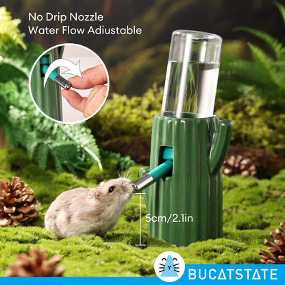 Bucatstate Hamster Drinking Bottle with Stand, 120 ml Small Animal Drinking Leak-Proof Nozzle, Hamster Accessories for Guinea Pigs, Rabbits, Chinchillas, Rats, Ferrets (Green)
