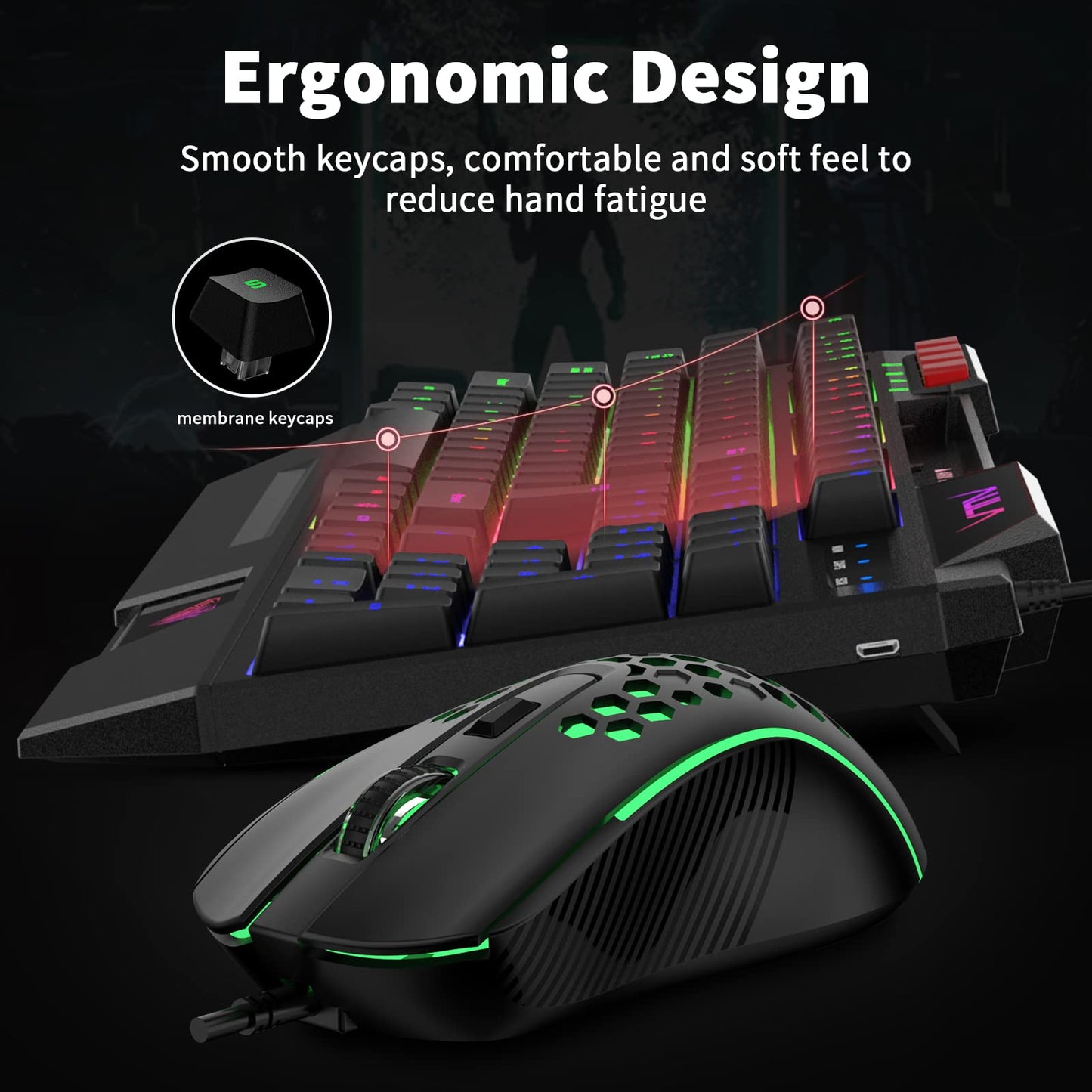 AULA Gaming Keyboard Mouse Headset and Mousepad Combo, RGB LED Backlit Gaming Keyboard Bundle, USB Wired Keyboards Combo for PC Gamer, Xbox, PS4 Users