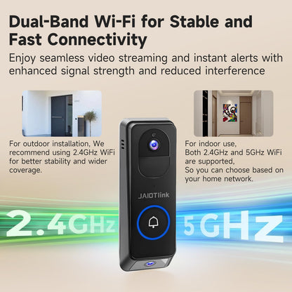 2K Dual Lens Video Doorbell Camera Wireless with Chime, Package Protection, 64GB SD Card, Voice Changer, 2-Way Audio, Night Vision, Compatible with Alexa