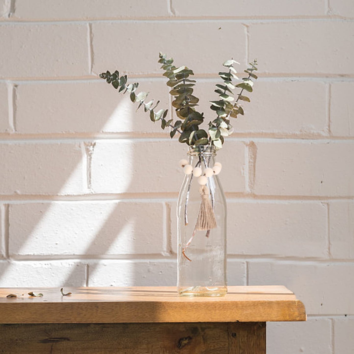 AEKAO Set of 12 Wood Bead Napkin Rings with Jute Rope Tassels for Christmas Farmhouse Wedding Home Dining Table Party Decoration