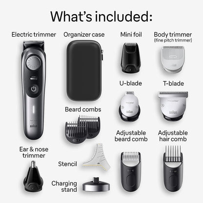 Braun All-in-One Men's Shaving Kit Series 9 9440, 13-in-1 Beard, Face, Nose, Ear Trimmer, Hair Clippers, Body Groomer and Manscaping