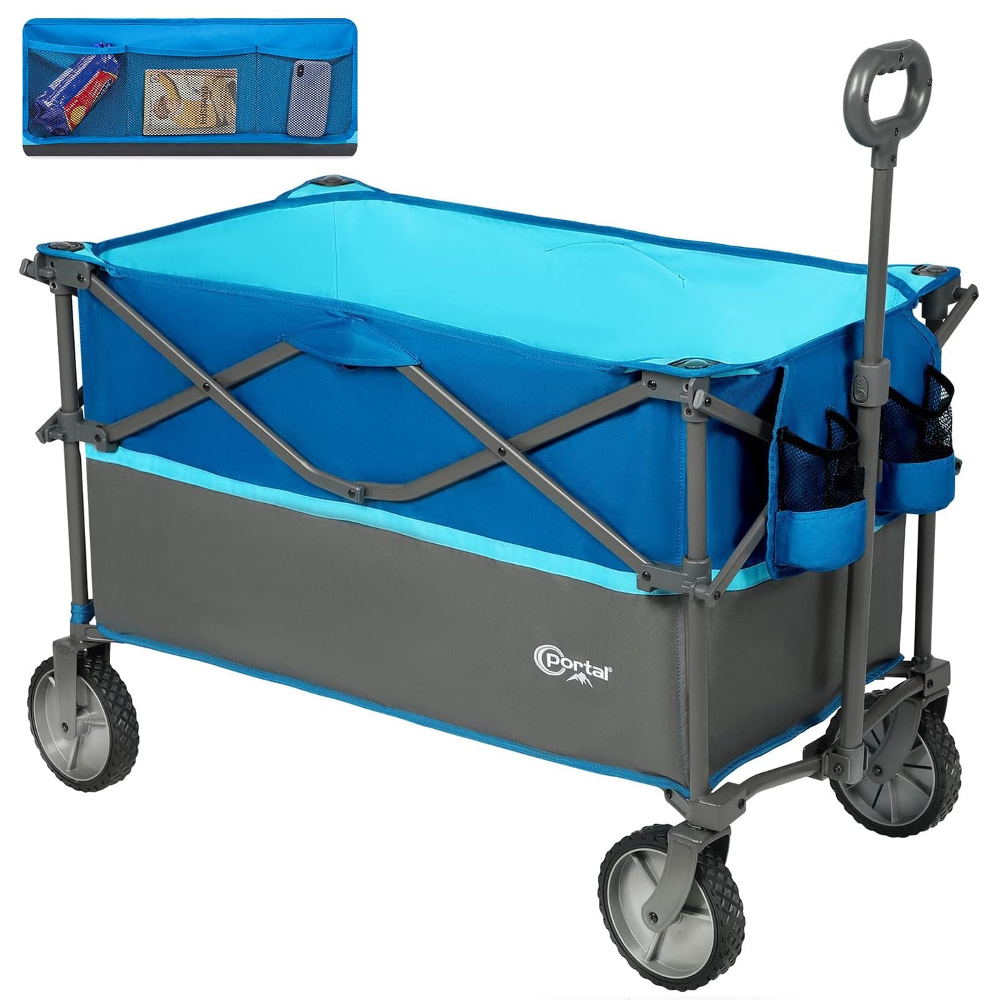PORTAL XL Deeper Festival Trolley on Wheels 228L Larger Capacity Folding Camping Garden Beach Trolley Heavy Duty Pull along Cart Collapsible Wagon Foldable Picnic Trailer Hand Truck