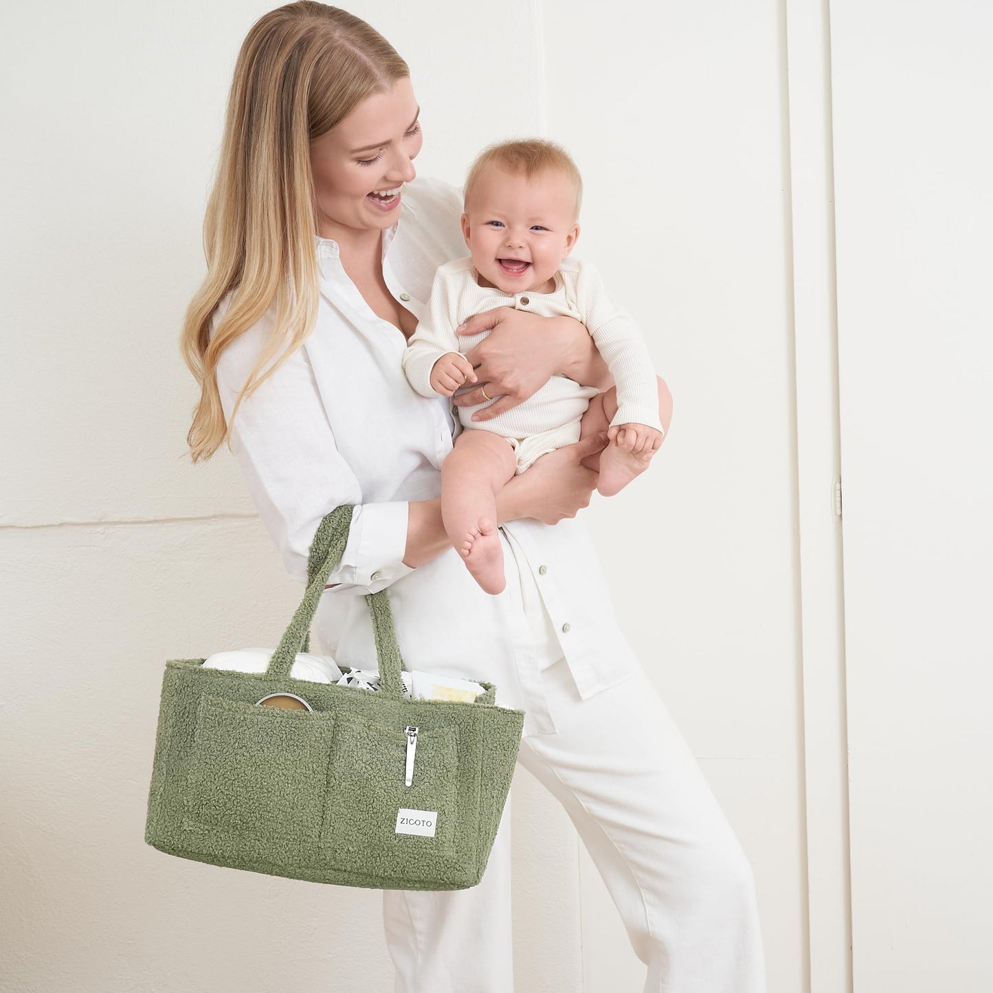 Beautiful Diaper Caddy Organizer - Versatile Storage Basket Easily Holds Diapers, Wipes and Other Baby Necessities - Perfect for Baby Showers, Functional Car Storage & Great Gift for Expecting Mothers