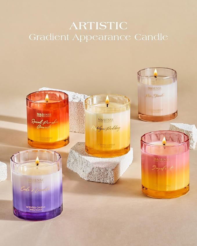 M&SENSE Nostalgic Pudding Scented Candles 10.6oz 60 Hours Burn Natural Soy Wax Long Lasting Slow Burning for Home, Sweet Candles Luxury Gifts for Women Men