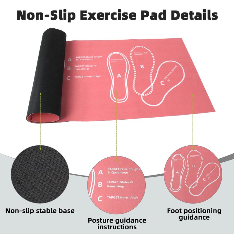 Workout Squat Pad with Foot Position, Non-Slip & Stabilizing Squat Mat, 31'' X 13.6'' Gym Pad for Squats, Leg Training and Lunges, Portable Mat is the Ideal for Fitness Enthusiasts (Pink)