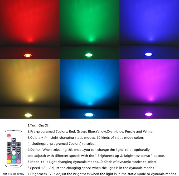 RNEHON LED Outdoor Deck Lights with Protecting Shell, Φ1.18in RGB 10 Pack, IP67 Waterproof Recessed Stair Step Landscape Lighting 12V Low Voltage for Yard Patio Floor Kitchen Decoration