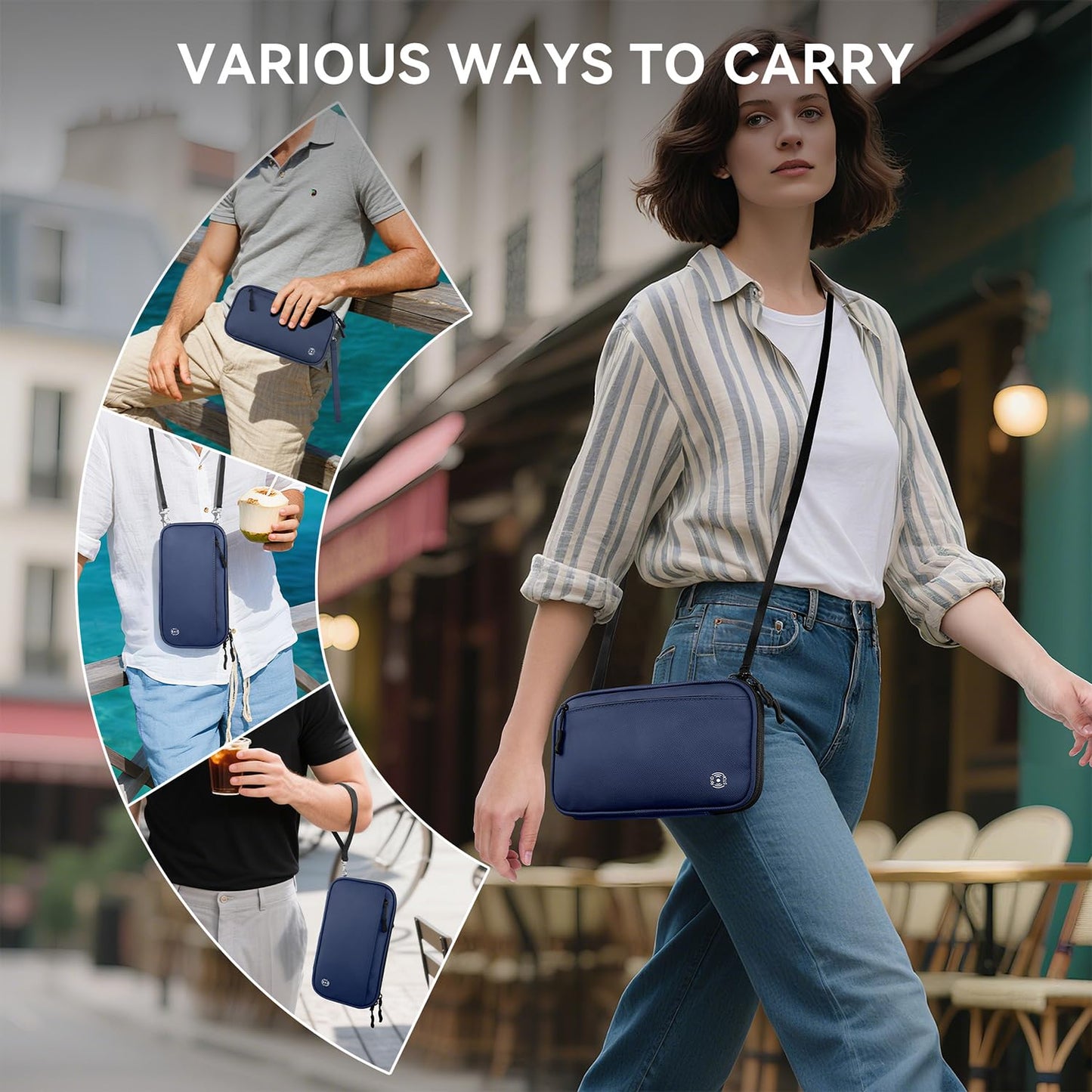 Looxmeer Family Passport Holder, RFID Travel Wallet for Women & Men, Waterproof Document Organiser, Travel Essentials for Credit Cards, Tickets, Cash, Coin, Phone, Pen with Crossbody & Wrist Strap