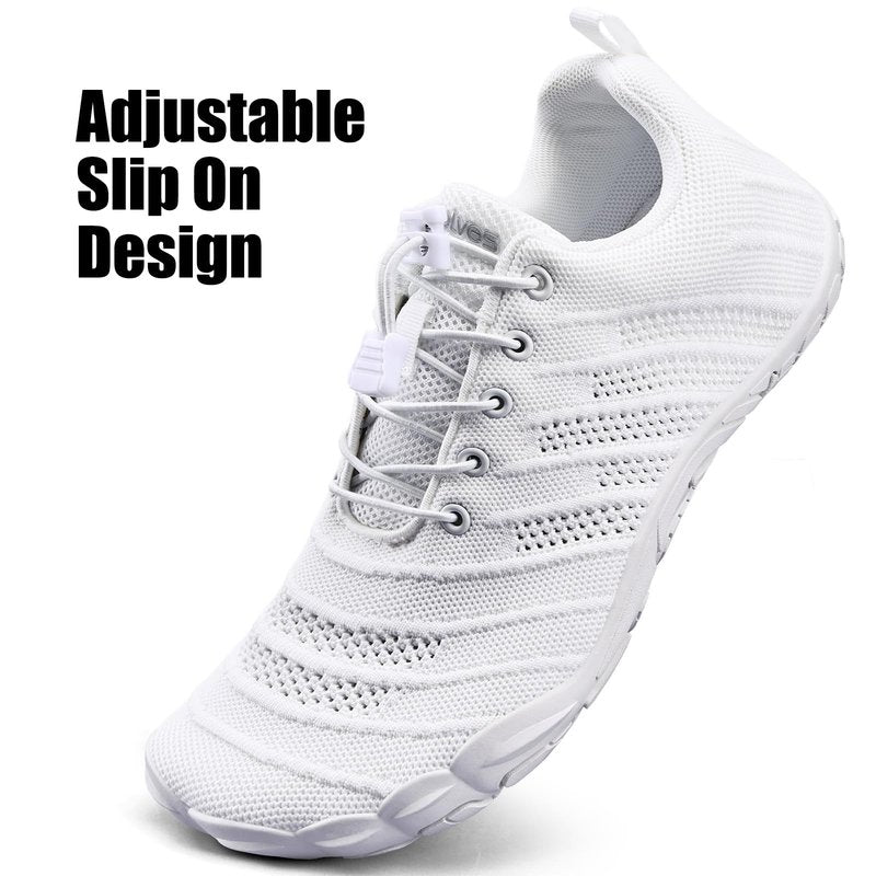 WateLves Water Shoes Women Men Anti Slip Barefoot Wide Toe Beach Breathable Walking Shoes Minimalist Zero Drop Sneakers for Beach Travel Hiking(B-White,42)