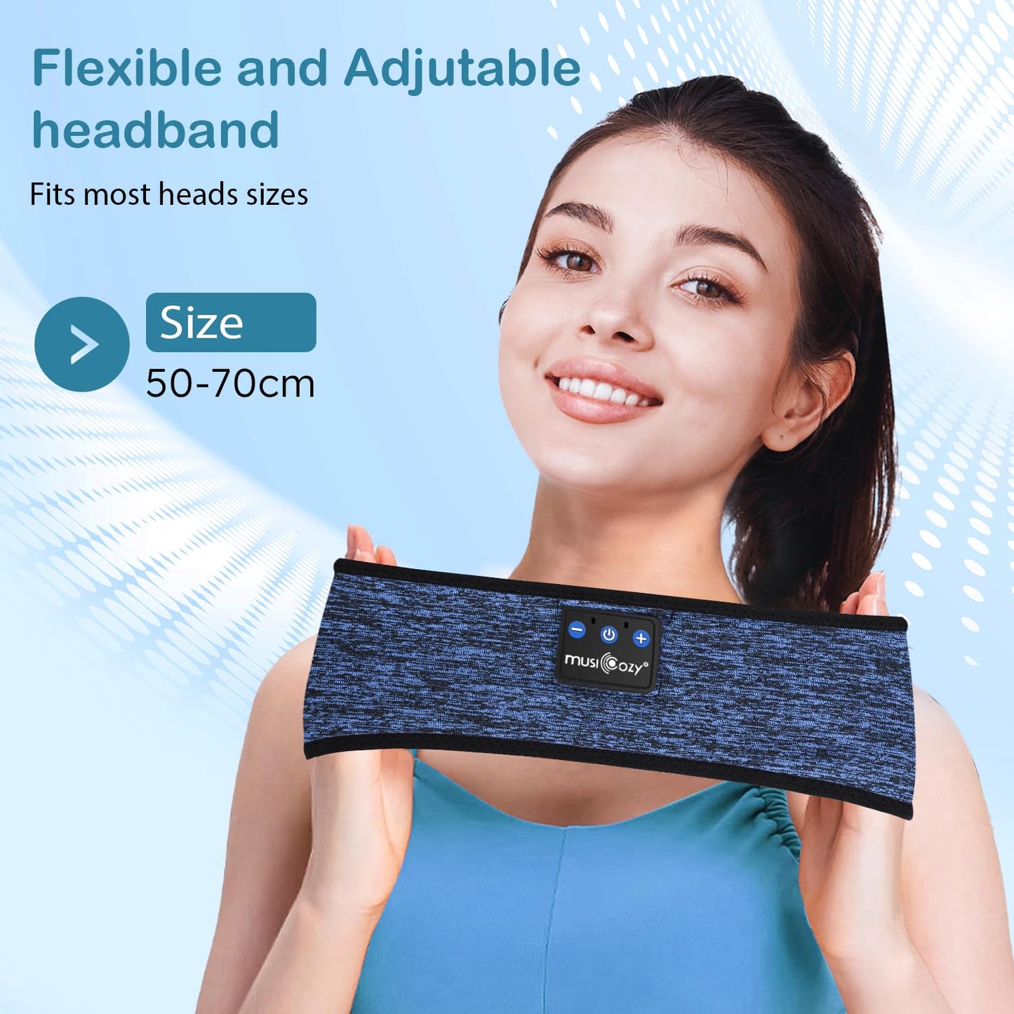 MUSICOZY Sleep Headphones Headband Bluetooth Soft Headphones for Sleeping & Sport with Thin Speakers,Wireless Music Earphones Tech Gifts for Men Women Teens Yoga Workout Fitness Relax Travel