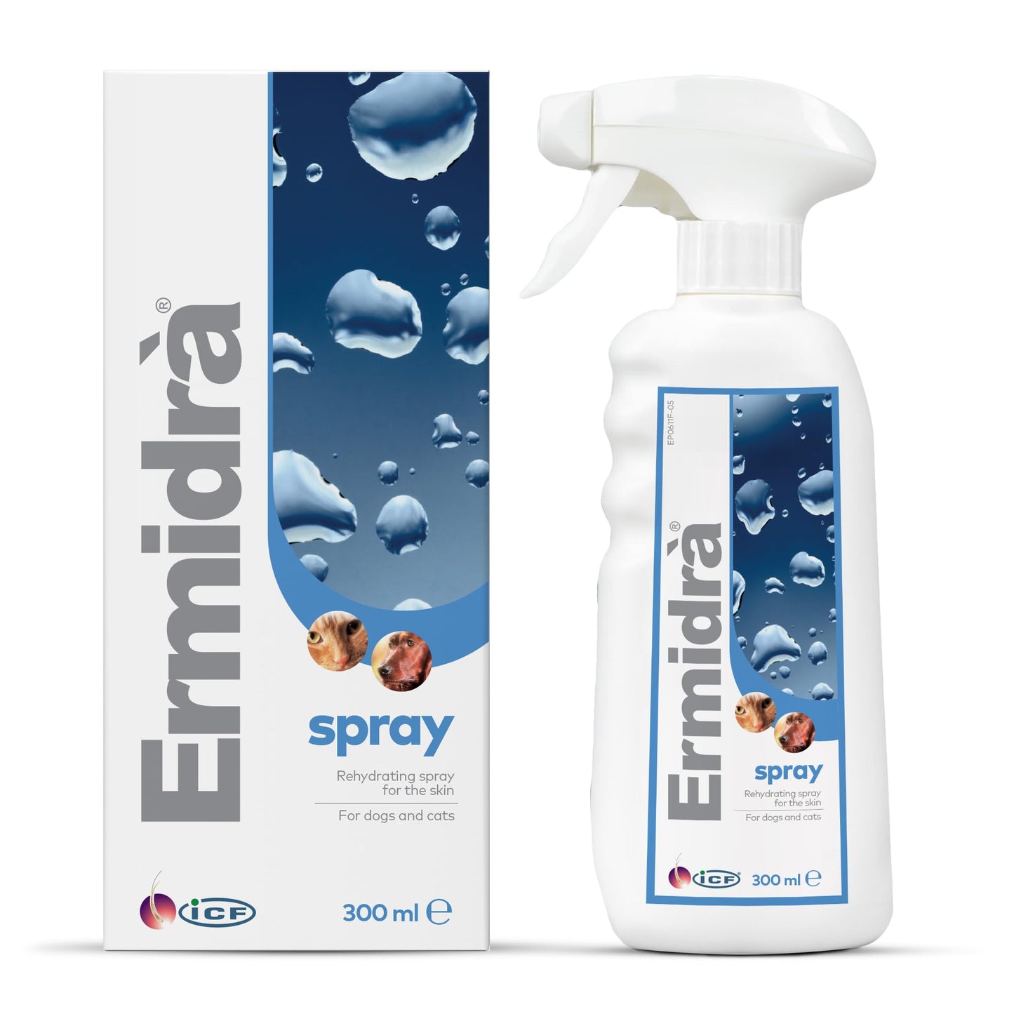 ICF Ermidrà® Spray Waterless Dry Shampoo Moisturising Wash for Dogs & Cats Itchy Dry Smelly or Allergy Prone Sensitive Skin 300 ml