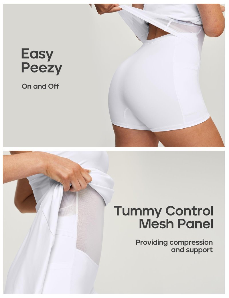 Heathyoga Womens Tennis Dress with Shorts Underneath Athletic Dress for Women Summer Romper Dresses with Pockets Golf Outfits White