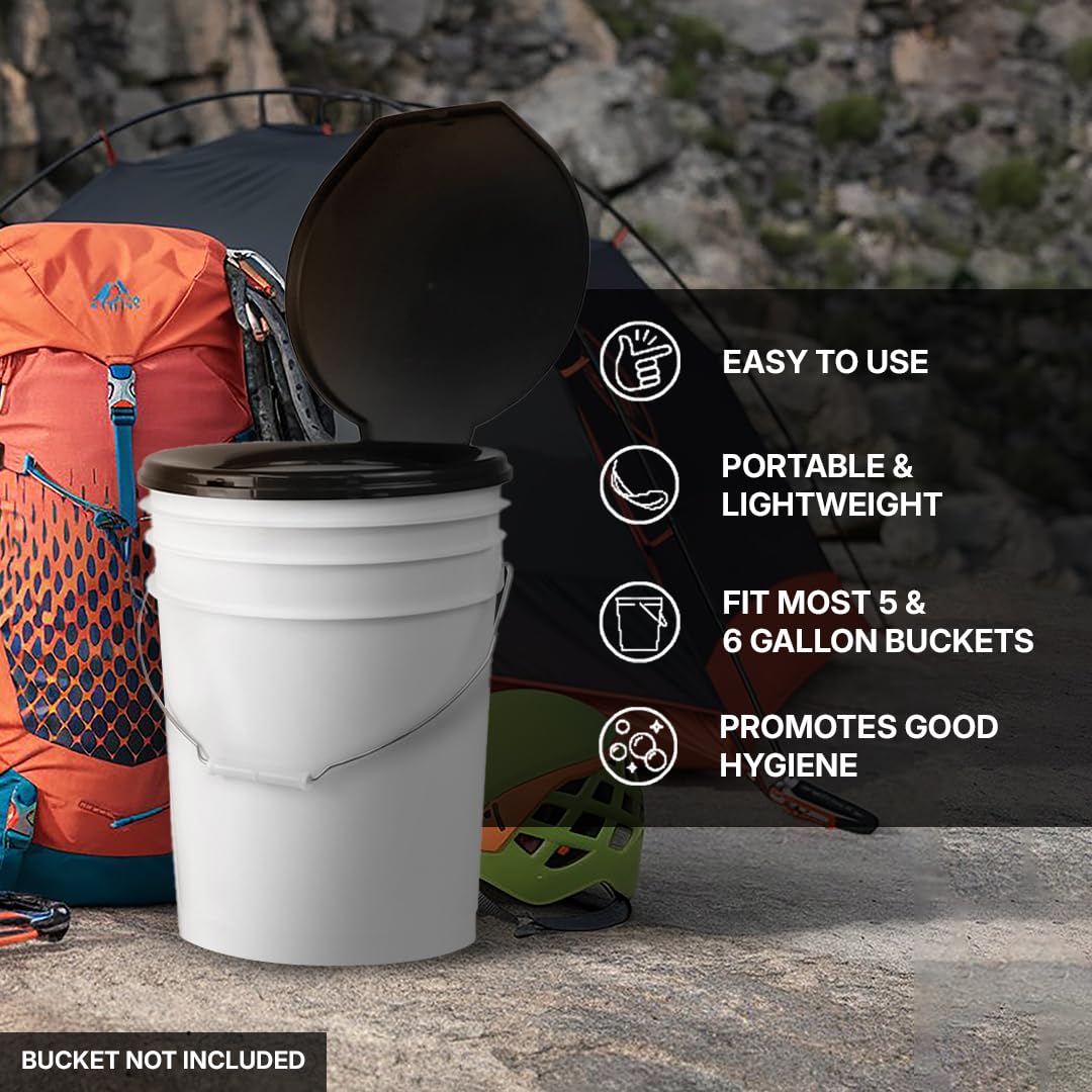 72 HRS Premium Portable Camping Toilet Seat with Lid for Camping, Hiking, Emergencies - Perfect for Emergency Preparedness, Backcountry, Car, Boat, Road Trips (No Bucket)