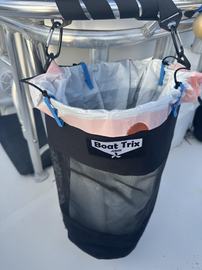 Boat Trash Bag - Large Versatile Hoop Mesh Garbage Bag designed for Use with/or without a bag liner