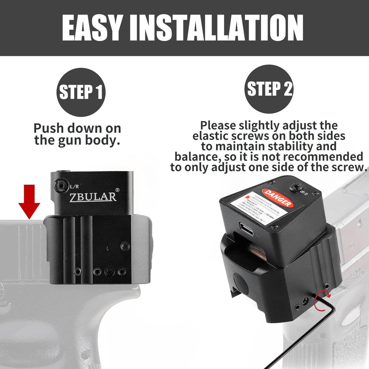 ZBULAR 2 Mile Laser Sights Range Slide Racker Jacker Compatiblewith Glock 17, 19, 19X, 26, PSA Dagger, and More with Improved Slide Grip(Class IIIA Green Laser Output is <5mW)