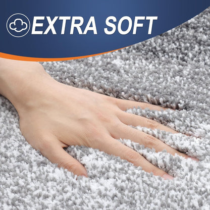 smiry Microfiber Bath Mat, 40 x 60 cm, Non-Slip Super Absorbent Bathroom Mat, Extra Soft Thick Floor Foot Mat, Fluffy Shaggy Bath Mats Rugs for Bathroom, Grey