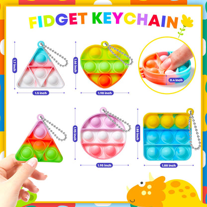 FIDWOD 32PCS Party Favors for Kids: Mini Pop Keychain Toys Pack - Bubble Sensory Stocking Stuffers for Boys & Girls - Stress Relief Classroom Supplies Prizes Gifts- Birthday Goodie Bags Box