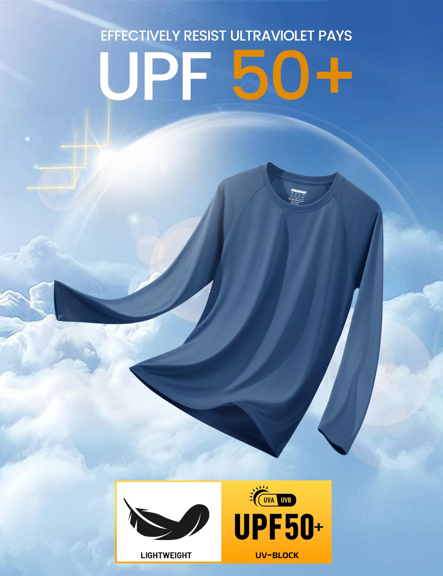 MAGCOMSEN Hiking Shirts for Men Long Sleeve Running Shirts Men Quick Dry Shirts for Men Baselayer Shirt Men Performance Tshirt Rash Guard for Men Blue Grey