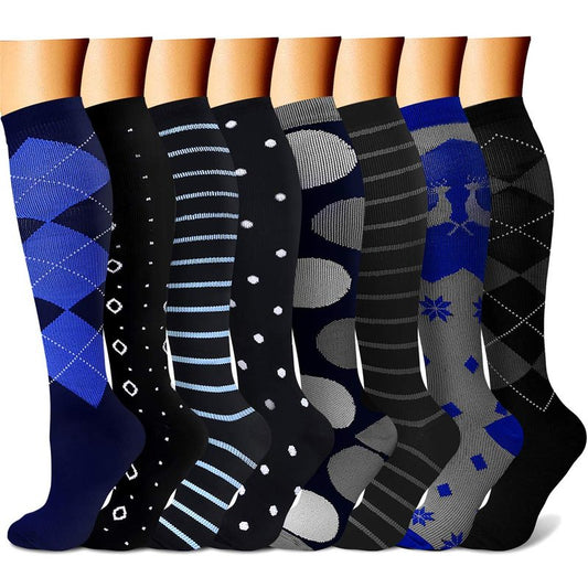 CHARMKING Compression Socks for Women & Men (8 Pairs) 15-20 mmHg Graduated Copper Support Calf Socks are Best for Pregnant, Nurses - Boost Performance, Circulation, Knee High Wide Calf(L/XL, Multi 17)
