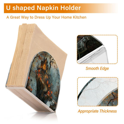 Qilmy Halloween Haunted House Napkin Holder for Tables – Napkin Holders for Kitchen, Table Napkin Holders, Cocktail Napkin Holder,Paper Napkins Holder