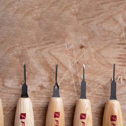 Flexcut Wood Carving Tools 1.5mm Mixed Profile Micro Tool Set of 6 MT910, 1095 High Carbon Steel Blades, Made in U.S.A.