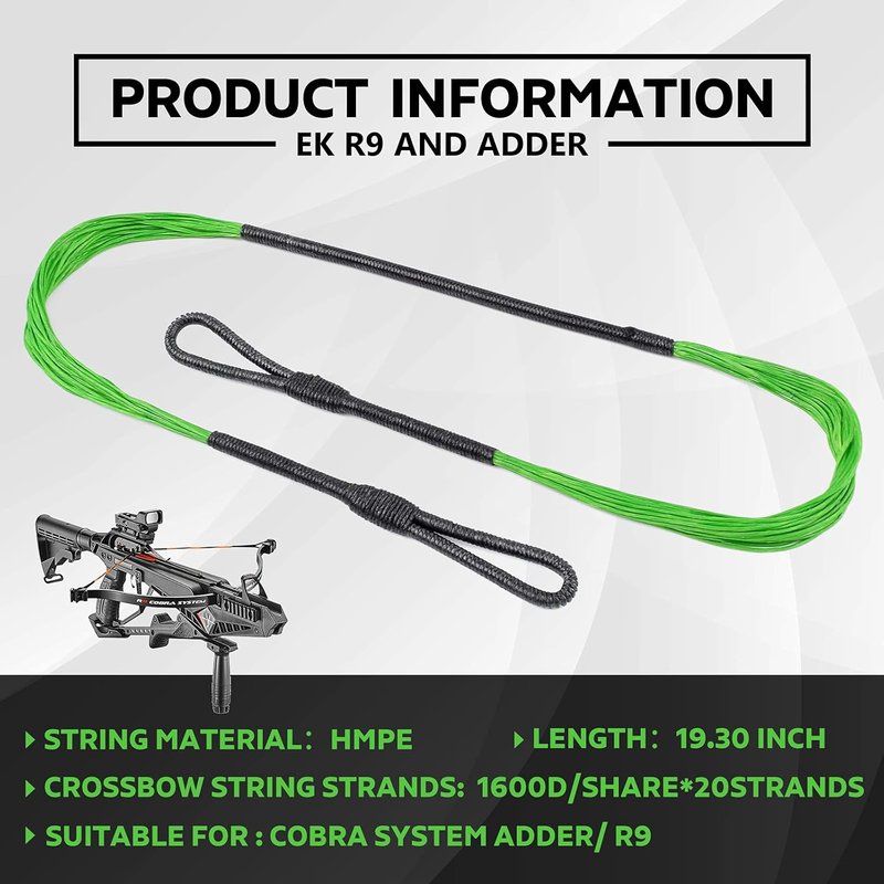 Cobra Adder Crossbow String - 20 Strands HMPE 1600D | 19.3" Durable Replacement Accessory
