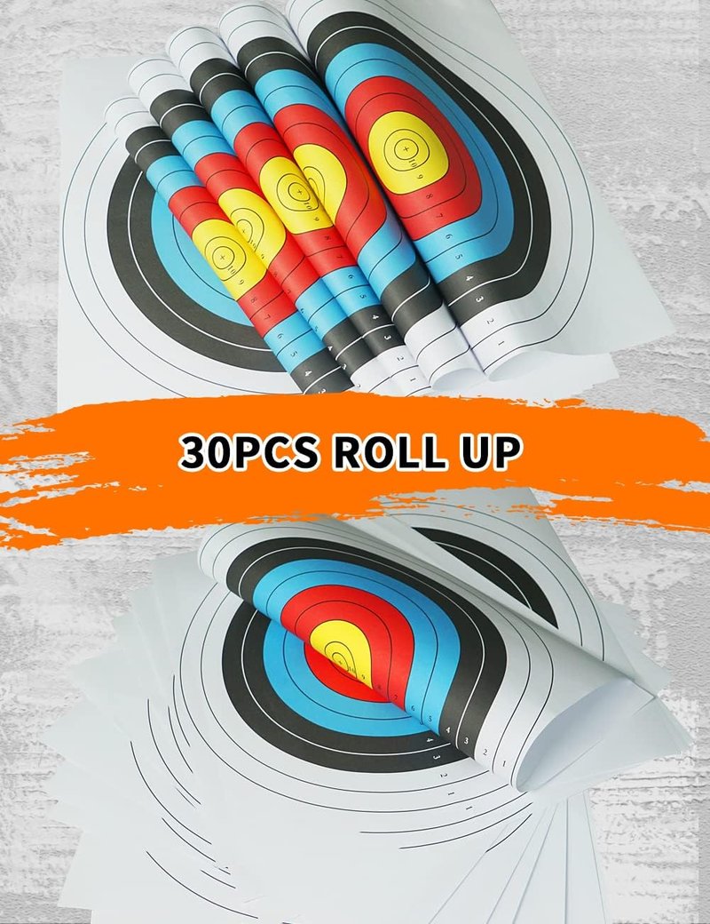 Archery Targets - 40cm Paper Targets for Backyard Practice | 30/50 Pack with 10 Ring Design for Hunting & Shooting