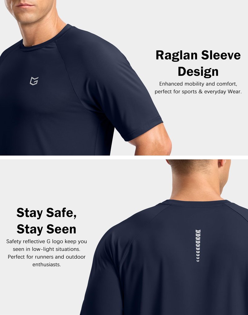 G Gradual Men's Athletic Workout T-Shirts Moisture Wicking Cooling Running Shirts Short Sleeve Performance Tee for Gym Tennis(Navy,XXL)
