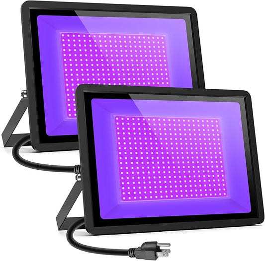 Black Lights 600W LED Black Purple Lights Flood Light with Plug(6ft Cable) for Blacklight Party, Stage Lighting, Aquarium, Body Paint, Fluorescent Poster, Neon Glow in The Dark Night