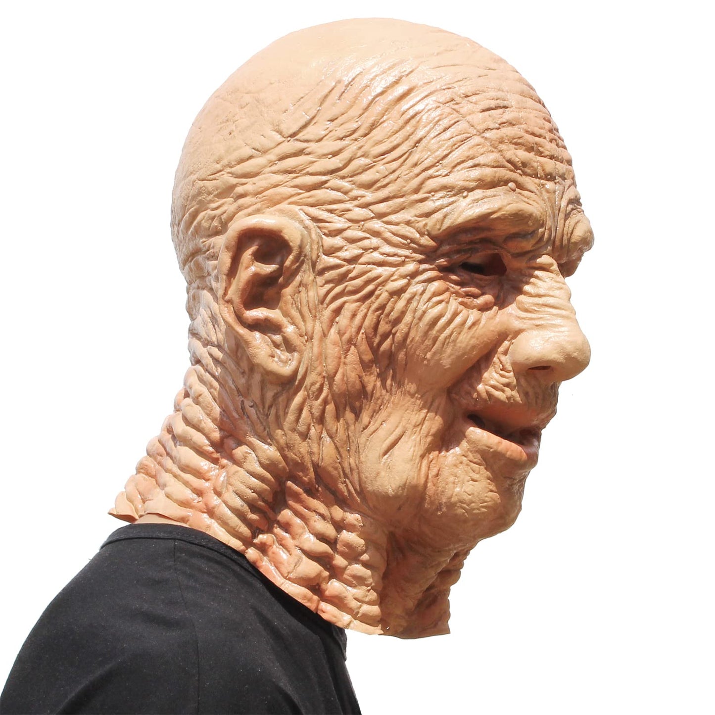 PartyHop - Old Man Mask - Realistic Halloween Latex Human Wrinkle Face Mask
