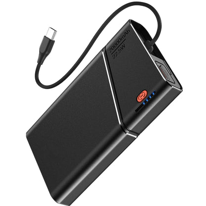 Portable Charger Power Bank, 10000mAh 22.5W PD Super Fast Charging Powerbank with Built-in USB C in&Out Cable, Slim External Phone Battery Pack for iPhone 17/16/15 iPad Samsung S24 Android etc