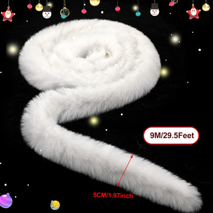 WILLBOND White Faux Fur Trim Ribbon Christmas Trimming Furry Ribbon Fur Garland Trim for Christmas Tree Garlands Party Decors Holiday Santa Costume DIY(1.97 Inch x 29.5 Feet)