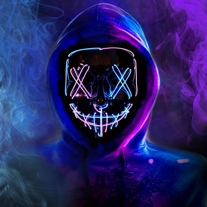 BOMLY Halloween Purge Light Up Scary Mask - LED EL Wire Mask for Festival Party Gifts