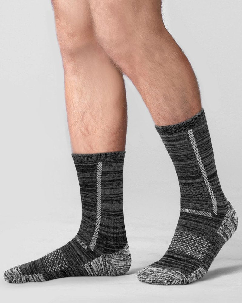 Niorasen Men's Cotton Crew Work Socks, 5 Pairs Cushioned Boot Socks, Moisture Wicking Athletic Socks for Hiking Sports Running 10-13 (Carbon Black)