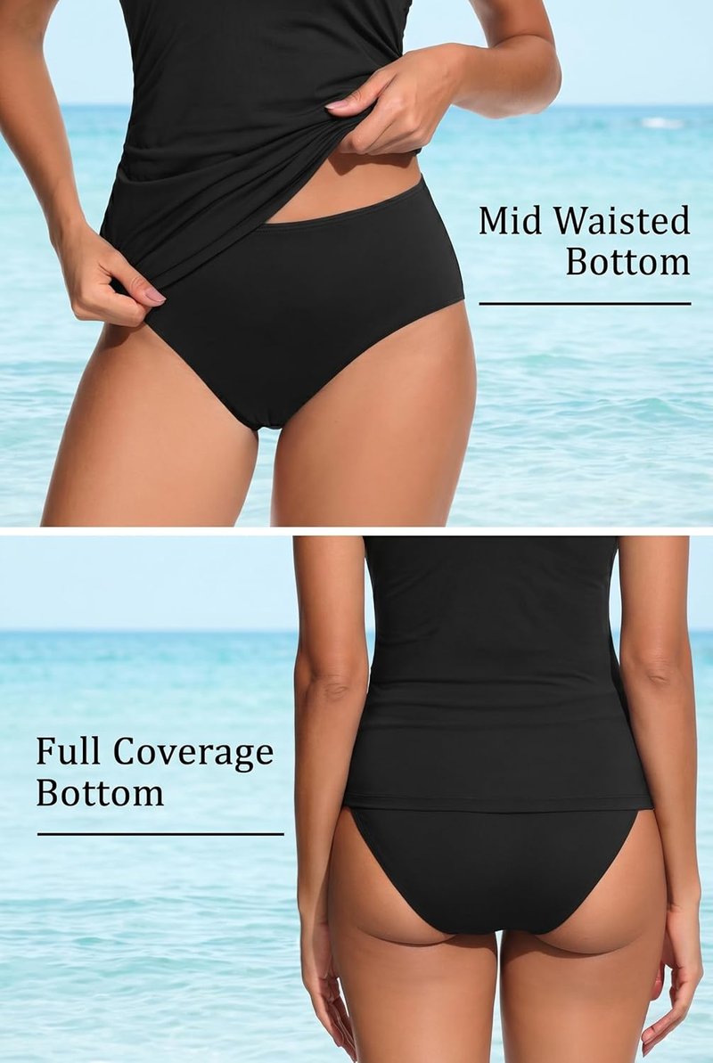 Bandeau Swimsuits for Women - Ruched Tummy Control Two Piece Tankini Set | Stylish Strapless Swimwear