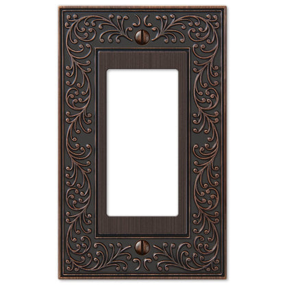 Amerelle 43RVB English Garden Wallplate, 1 Rocker, Aged Bronze